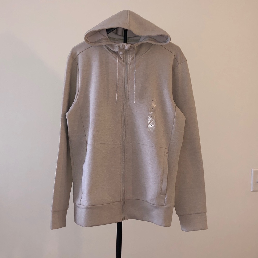 GapFit Performance Zip Up Hoodie Sweatshirt Jacket Beige Cotton blend Size S